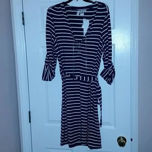 Navy striped dress NWT